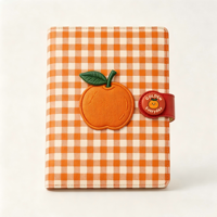 Carnet thermique YaLong à couverture rigide en cuir avec broderie de fruits à carreaux, joli carnet de notes en PU pour fille, 120 feuilles, logo personnalisé pour étudiant