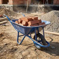 Brouette de chantier robuste 130 kg WB6400, chariot de jardin en acier 65 L avec roue pneumatique de 14 pouces