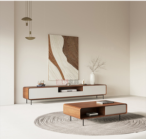 Set Mobile TV e Tavolino di Lusso Moderno, Parete Attrezzata Minimalista, Mobili in Legno <span class=keywords><strong>per</strong></span> Casa o Hotel <span class=keywords><strong>per</strong></span> Camera da Letto e <span class=keywords><strong>Soggiorno</strong></span> - Product Image 6