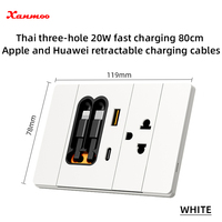 Panel de interruptores con toma USB de carga rápida tipo 118, para cargar teléfonos móviles, con TYPE-C, estándar tailandés, multifuncional, para pared.