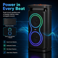 Speaker Portabel HANSUO HS-TD04A5 Dual 4 Inch dengan Baterai 1800mAh, Lampu RGB, Rekaman, USB, FM, dan Remote Control
