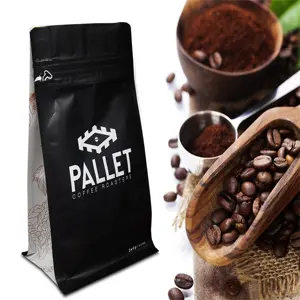 Package Supplier 16 oz Recyclable Custom Pouch Tin Tie Square Block Flat Bottom Coffee Bean Packaging Bag with Logo