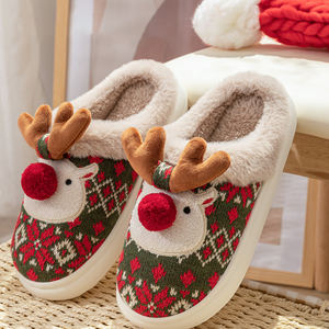รองเท้าแตะคริสมาสต์ลายกวางน่ารักกันลื่นสำหรับใส่ในบ้าน - Product Image 1