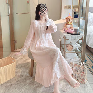 Primavera y otoño de las mujeres Princess Loungewear Court Style Sweet Lovely Pijamas Usable para el verano - Product Image 1