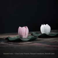 Penyangga Diffuser Aroma Keramik Bunga Teratai Buatan Tangan, dengan Alas Daun Teratai, Item Dekorasi Pembakar Aroma untuk Ruangan.