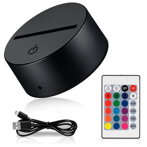 Base de Luz Nocturna de Madera <span class=keywords><strong>con</strong></span> Ilusión de 16 Colores, Funciona <span class=keywords><strong>con</strong></span> Batería o USB, <span class=keywords><strong>con</strong></span> Control Remoto, Lámpara LED 3D, Bases para Acrílico - Product Image 2