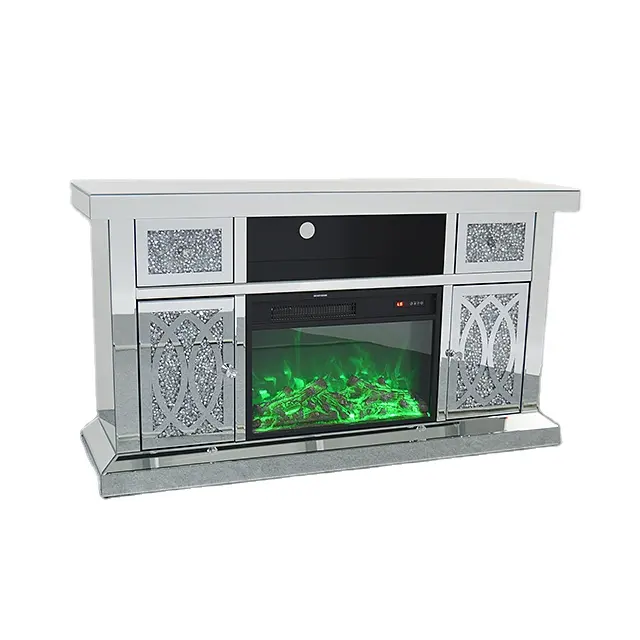 Factory direct sales black paint crush diamond indoor electric fireplace cabinet Good price strong tv cabinets with fireplace