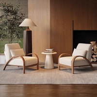Sillón de Lana de Cordero Estilo Japonés Wabi-Sabi, Suave y Crema, para Sala de Estar, Dormitorio, Balcón y Ocio