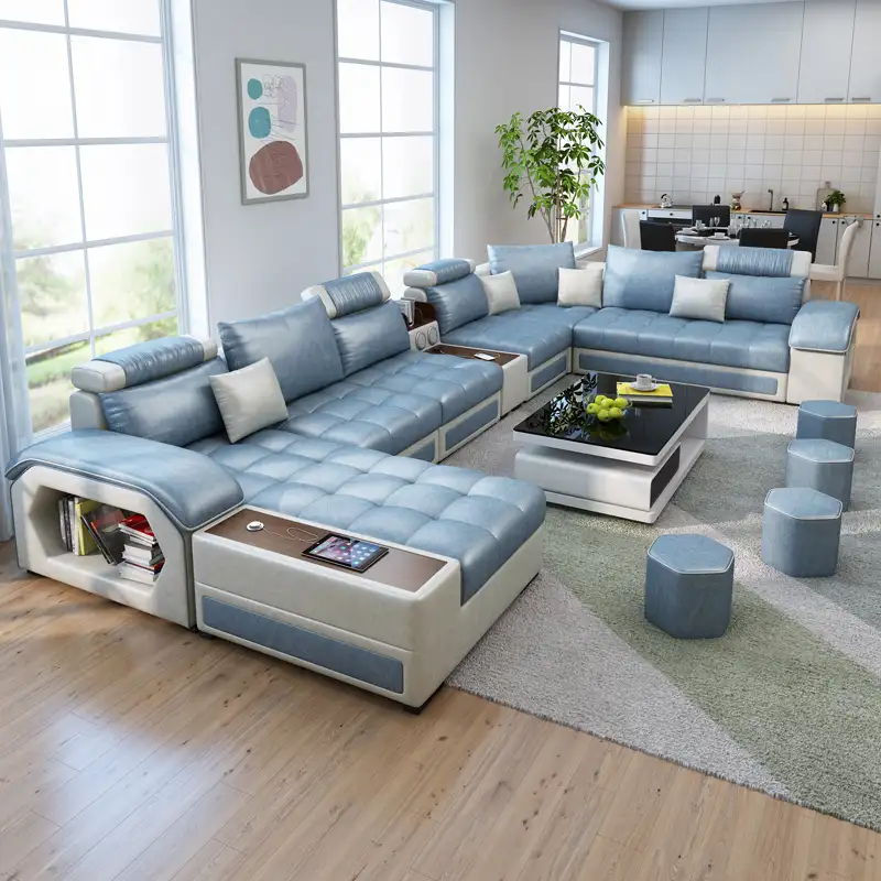 مصنع OEM الخدمة المقدمة رخيصة أريكة لغرفة المعيشة تكنولوجيا القماش الكلاسيكية أريكة قطاعات 7 مقاعد أريكة