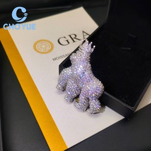 New Trend Iced Out Gorilla 925 <b>Silver</b> VVS Moissanite Men Pendant Necklace Hip Hop <b>Charm</b> Pass Diamond Test with GRA - Product Image 2
