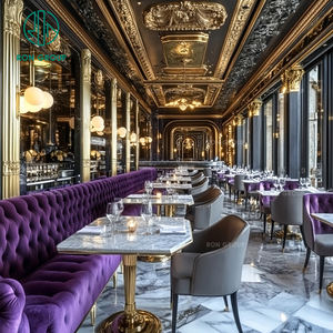 Sang Trọng Màu Tím Vòng Thiêu Kết Đá Nhung Khách Sạn Nhà Hàng Đồ Nội Thất Sofa Gian Hàng Chỗ Ngồi Ghế Và Bảng Cho Cà Phê Cửa Hàng - Product Image 5