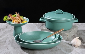 2025 nuovo Set di stoviglie in ceramica verde All - in - <span class=keywords><strong>One</strong></span> squisito, consistenza liscia, ideale per cene in famiglia e al ristorante - Product Image 4