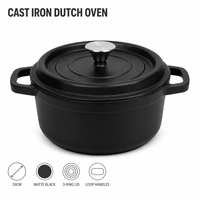 Marmite en fonte émaillée noire mate Senny 26 cm avec couvercle et double poignée – Vente en gros directe usine pour cuisine domestique