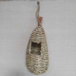 Cage de maison d'oiseau en paille naturelle faite à la main nid d'oiseau en herbe <span class=keywords><strong>cabane</strong></span> suspendue extérieure accessoire pour animaux de compagnie tissé à la main nid de colibri - Product Image 6