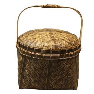 <b>Bamboo</b> Woven Basket Food <b>Container</b> Polygon Shape Kitchen Storage Handmade Craft - Product Image 5