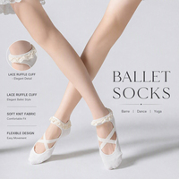 Elegante Spitzen-Rüschen-Ballett-Yoga-Socken mit Doppelseitigem Silikon-Grip, Rutschfeste Barre-Socken mit Kreuzelastikbändern und Individuellem Logo