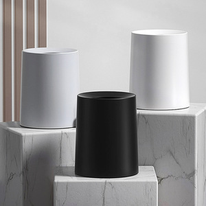 Thùng rác nhựa tròn hai lớp 12L đơn giản không có nắp thùng rác cấu trúc đứng phong cách cho tổ chức lưu trữ phòng tắm gia đình - Product Image 1