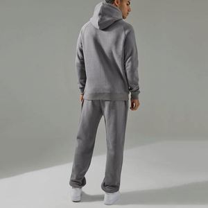 Mid Grey Raglan Sleeve Pullover Hoodie Elastic Cuff Jogger Pants Comfortable Daily Outfit Customizable Men Two Piece <b>Tracksuit</b> - Product Image 2