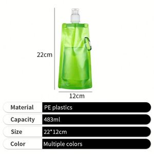 Botella de Agua Plegable Personalizada de Fábrica, Ligera, Portátil, con Gancho, Bolsa de Agua Colorida para Senderismo y Eventos - Product Image 4