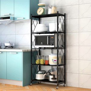 Năm Lớp Kim Loại 5 Tier Gấp Giá Có Thể Gập Lại Lưu Trữ Kệ Cho Nhà Bếp - Product Image 1