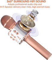Microphone de karaoké avec lumières LED, karaoké portable avec haut-parleur pour enfants, adultes, karaoké à domicile, fête, machine de karaoké portable, microphone