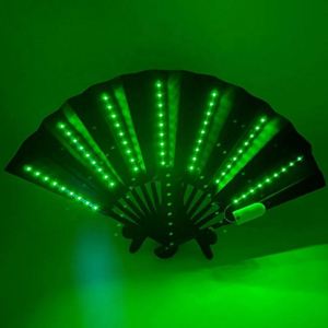 33Cm LED Large Clack Bamboo <b>Hand</b> <b>Fans</b> With Bamboo Ribs and White or Black Fabric - Product Image 2