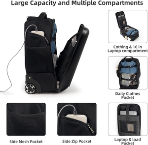 GEMULIN Bagage de cabine <span class=keywords><strong>léger</strong></span> <span class=keywords><strong>à</strong></span> coque rigide Valise <span class=keywords><strong>à</strong></span> <span class=keywords><strong>roulettes</strong></span> Portable PC Material for Cabin Travel Backpack - Product Image 4