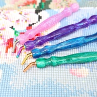 Ensemble de stylos de peinture diamantée en acrylique XIXI avec 6 têtes de perçage interchangeables, accessoires de broderie arc-en-ciel DIY