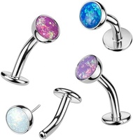 Nouvel arrivage ASTM F136 G23 titane flottant nombril Piercing opale lunette ensemble sans fil pousser dans les anneaux de ventre