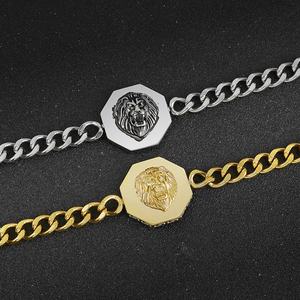 Pulseras de Cadena para Hombre, Diseño de Cabeza de León, Estilo Hip Hop Punk, Acero Inoxidable, Chapado en Plata, Joyería y Accesorios de Moda - Product Image 2