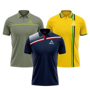 เสื้อโปโลสำหรับผู้ชายเสื้อกอล์ฟผ้าเจอร์ซีย์แบบแห้งพิมพ์ลายสีพื้นทำจากชุดโพลีเอสเตอร์สแปนเด็กซ์ - Product Image 1