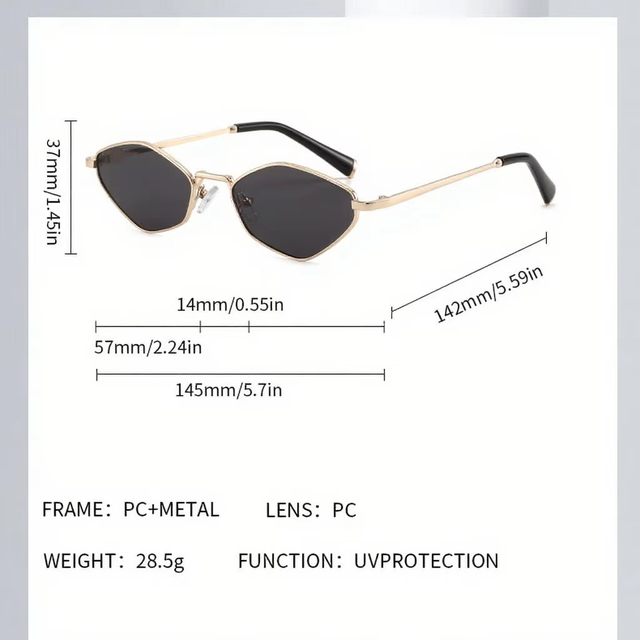 Unisex Metal Sunglasses with Irregular Shape - Stylish UV Protection Eyewear for All Genders
