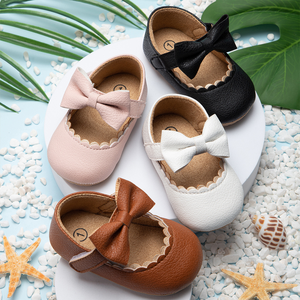 Chaussures Bébé Fille Personnalisables avec Logo, Nœud Papillon, en Cuir PU, Semelle PVC, Style Mary Jane, Chaussures de Cérémonie et de Berceau - Product Image 1