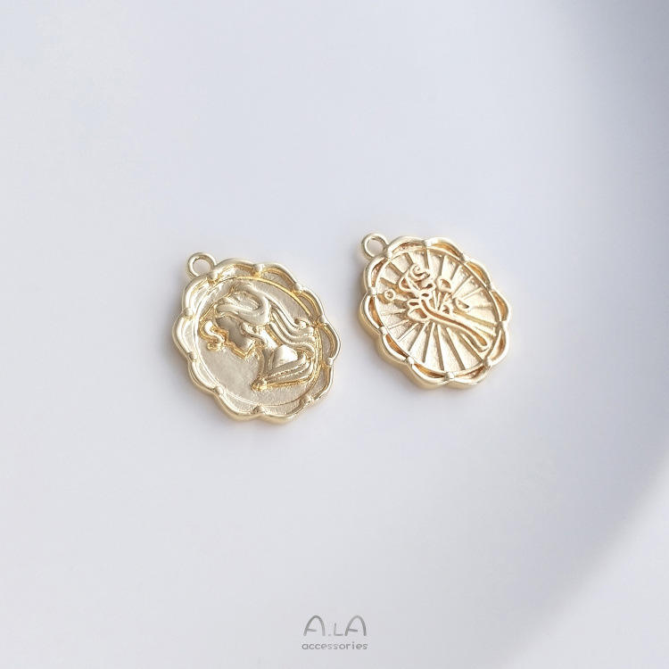 Pendentif double face Princesse Belle 14K