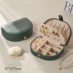 Baoren 2025 nouveau Vintage luxe PU bijoux demi-cercle boîte de rangement avec séparateurs Portable bijoux organisateur pour collier boucles d'oreilles - Product Image 2