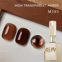 XEIJAYI Nouveau vernis à ongles semi-transparent ambre écaille de tortue, gel UV tendance, couleur marron caramel transparent effet glace pour nail art