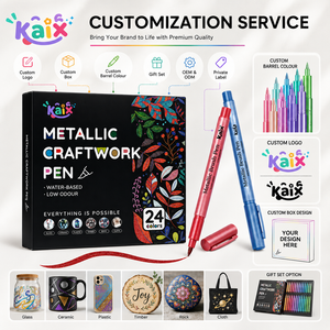 Juego de Rotuladores Metálicos Coloridos KAIX, Rotuladores Artísticos a Base de Agua de Bajo Olor, Rotuladores de <span class=keywords><strong>Pintura</strong></span> Acrílica <span class=keywords><strong>con</strong></span> Logotipo Personalizado para Dibujar en Cartulina Negra - Product Image 4