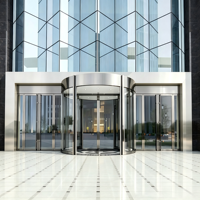 Porte automatique à deux ailes avec capteur de sécurité en aluminium et verre pour banque, hôpital, entrée commerciale