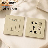 BAOBEN Modelo 86, Interruptor de Pared Dorado de Material PC, Estándar Europeo, Estándar Alemán, Panel de Enchufe Tipo C Francés