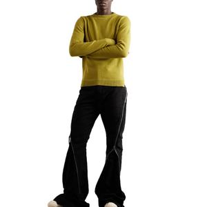 Precio al por mayor, logotipo personalizado, moda, vaqueros de mezclilla lavados estilo streetwear, corte ajustado, acampanados, con cremalleras decorativas - Product Image 1