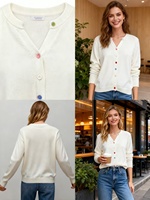 Cardigan ample en maille tricotée à col boutonné, style vintage pour femme, anti-boulochage, manches longues, simple, idéal pour l'automne