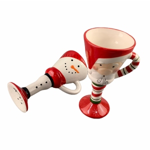 2025 Vintage Winking and Smiling Santa Faces 12 Ounce <span class=keywords><strong>Dolomite</strong></span> Ceramic Christmas Mug Juego de 2 - Product Image 3