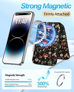 Portefeuille de téléphone magnétique en PU fin avec blocage RFID, compatible MagSafe, support de téléphone réglable, <span class=keywords><strong>porte</strong></span>-cartes de marque de créateur - Product Image 3