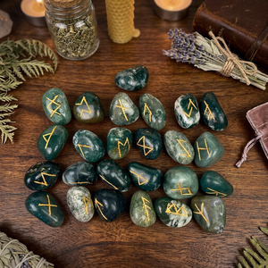 Ensemble de 25 Pierres de Chakra en Agate Mousse Naturelle Gravées et Polies pour la Guérison, le Reiki et le Feng Shui - Product Image 3