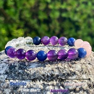 Bracelet en pierre naturelle avec perles de verre colorées pour un sommeil réparateur – Article à forte marge de profit, service de mise en lot de produits - Product Image 2