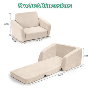 Moderno 2-<span class=keywords><strong>en</strong></span>-1 elegante sofá para niños cómodo tumbona de espuma viscoelástica suave sofá de bebé fácil de desplegar para uso <span class=keywords><strong>en</strong></span> el dormitorio del hogar - Product Image 2