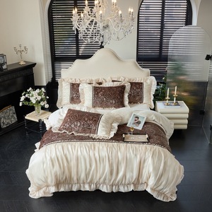 French Style 4 Pcs Milk Velvet Pillow Shams Home Textiles <strong>White</strong> <strong>Ruffles</strong> <strong>Bedding</strong> Warm Duvet Cover <strong>Bedding</strong> Sets Supplier - Product Image 5