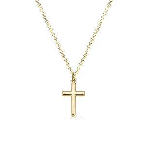 卸売14K 18Kソリッドゴールドピュアゴールドタイニーフェイスクロスペンダントネックレスジュエリー - Product Image 1