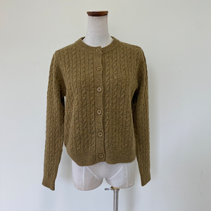 モンゴルファッションブラウン色女性用カーディガン分厚いケーブル<span class=keywords><strong>Merino</strong></span>ウールニットセーター - Product Image 1