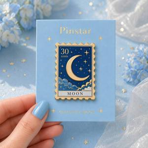 Gran Oferta: Insignias de Esmalte Suave y Duro Impresas, Venta al por Mayor, Diseño Flor y Luna, Artesanía Metálica, Regalo, Insignias de Solapa Personalizadas, Estampadas con Tarjeta Personalizada - Product Image 2